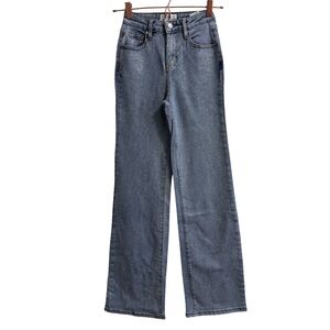 Austin Landing Denim Rhinestone Embellished Covered Wide Leg Jeans Size 0